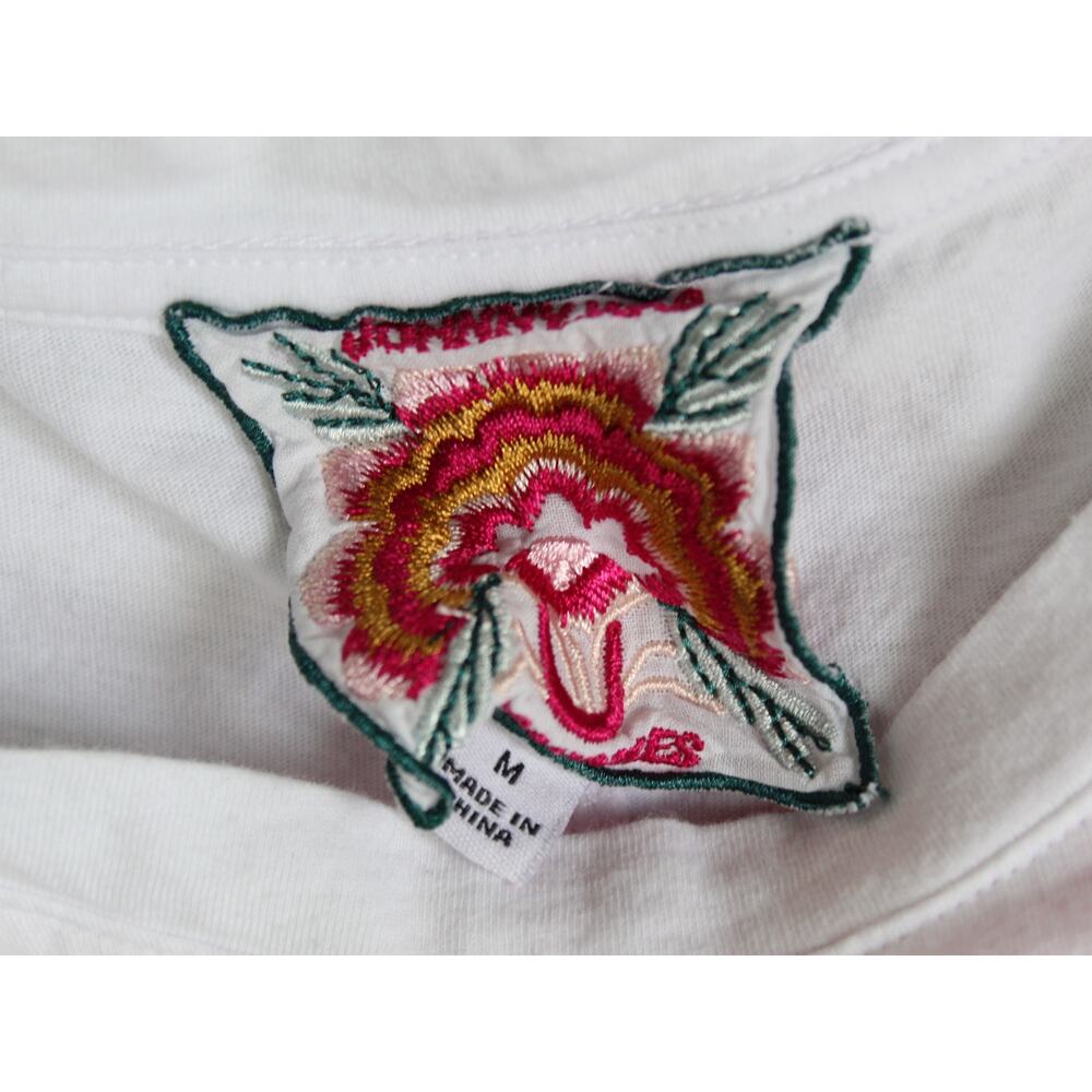 Johnny Was Cassia Swing Top Womens Medium Embroidered Floral White Pink Boho - Picture 3 of 5